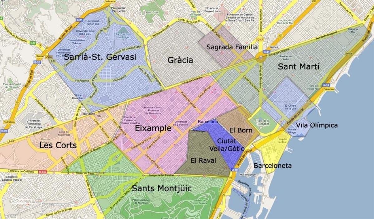 mappa quartieri barcellona