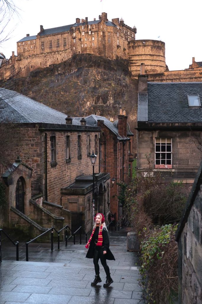 the vennel steps vista sul castello di Edimburgo