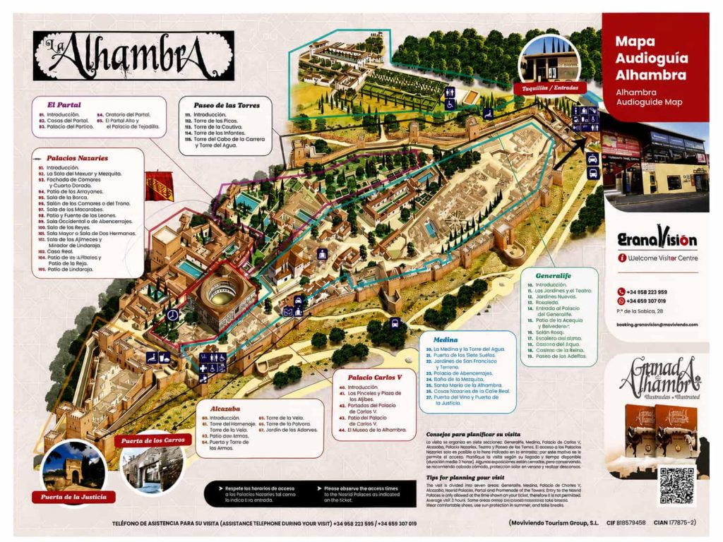 cosa vedere all'interno dell'alhambra mappa 